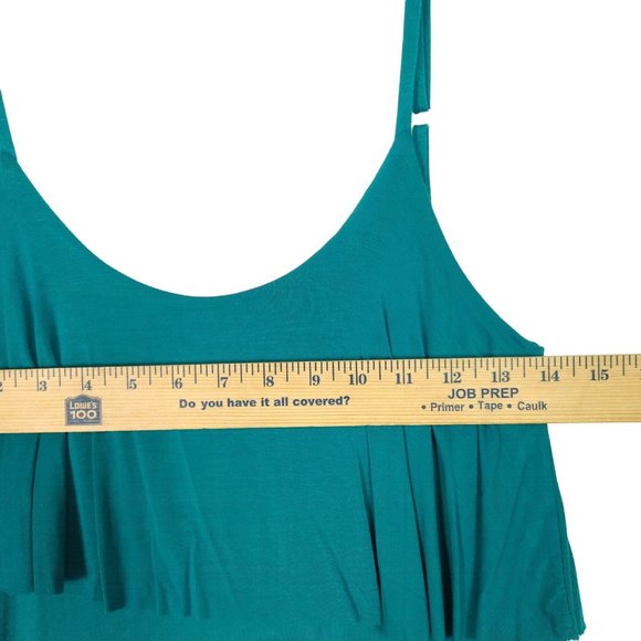 Solemio‎ Womens Maxi Sundress Size S Teal Blue Strappy A Line Deep V Back Ruffle - Picture 8 of 12